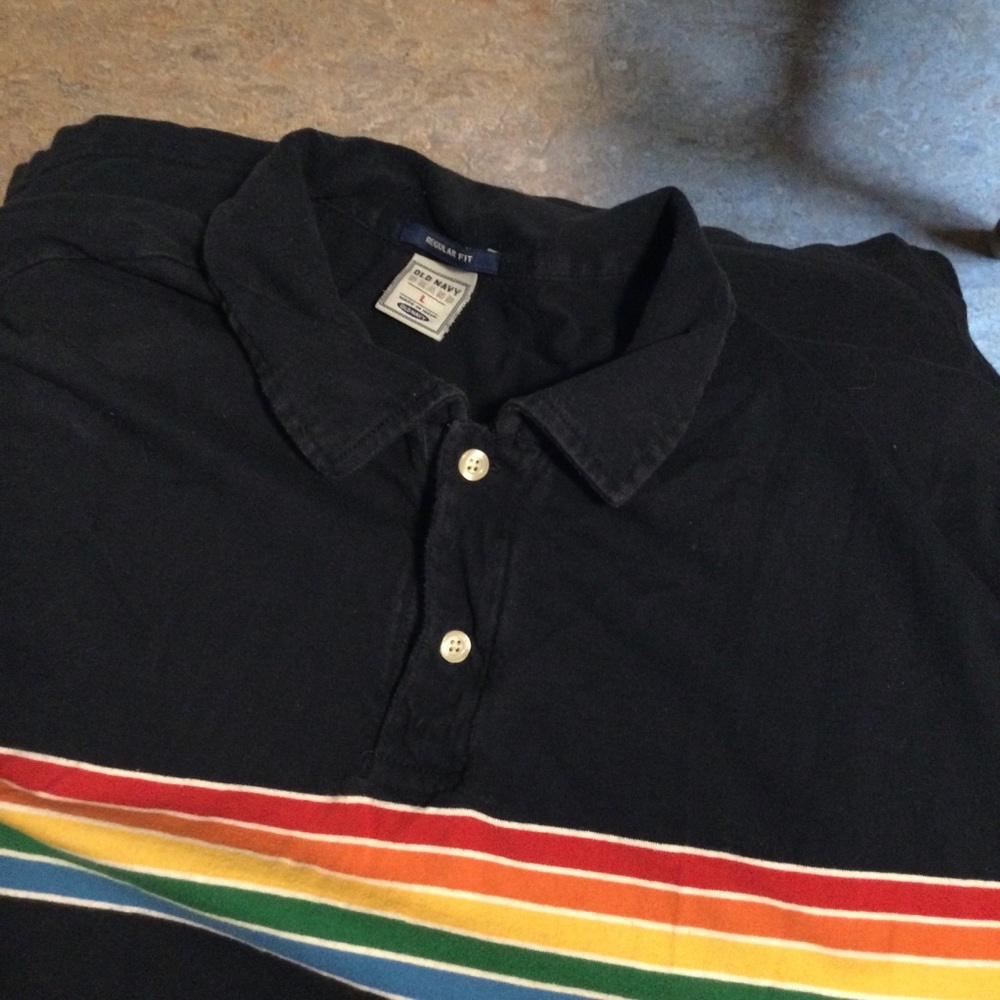 Old Navy Polo Shirt with Rainbow Stripes (large)
